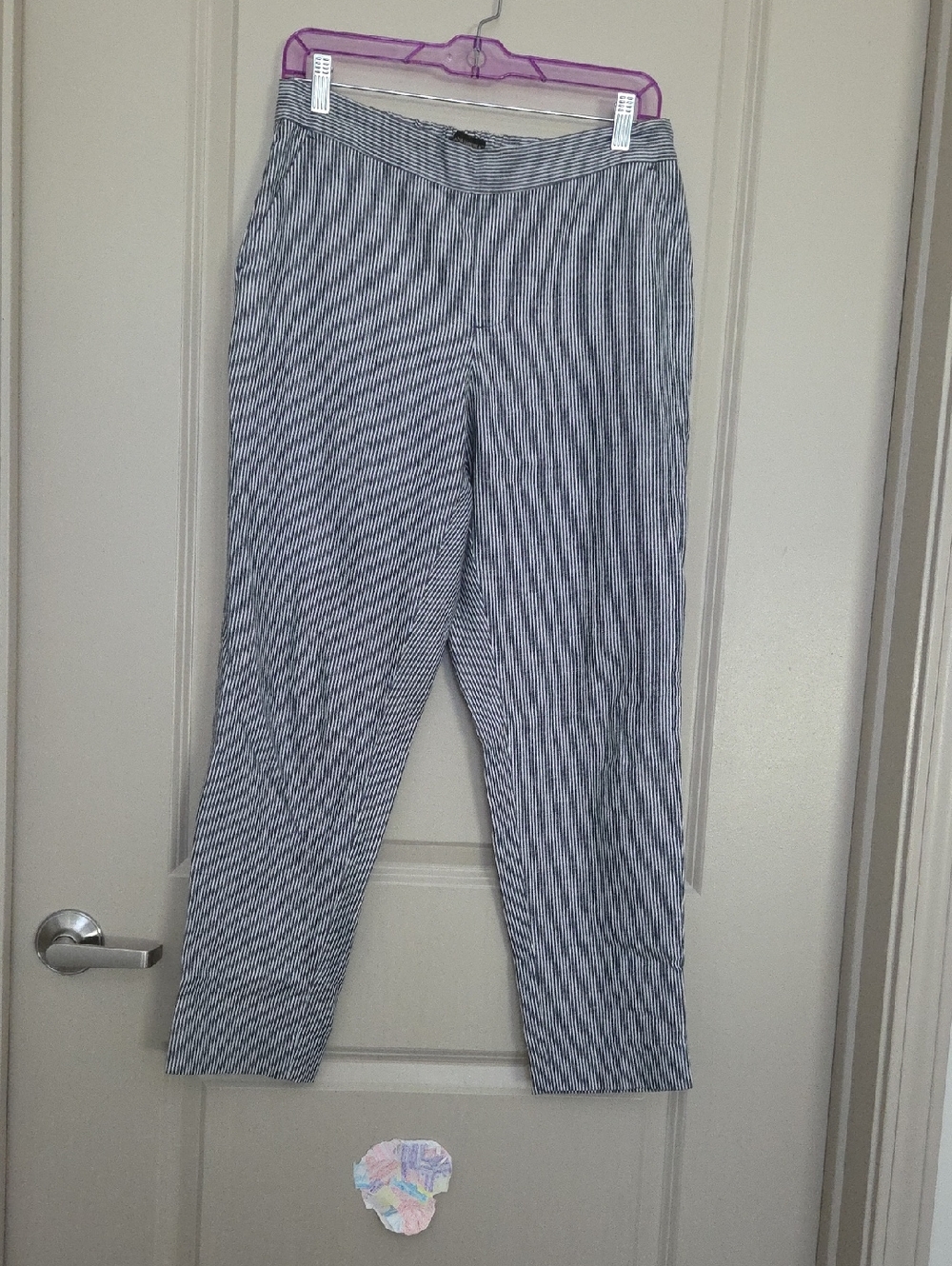 Banana Republic Navy & White Pinstripe Straight-Leg Pants